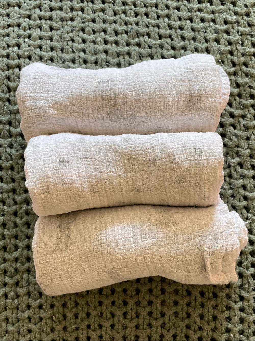 Soft White Muslin Mini Crib Sheets Set - 3 Pack - 2 w/mice, 1 stars